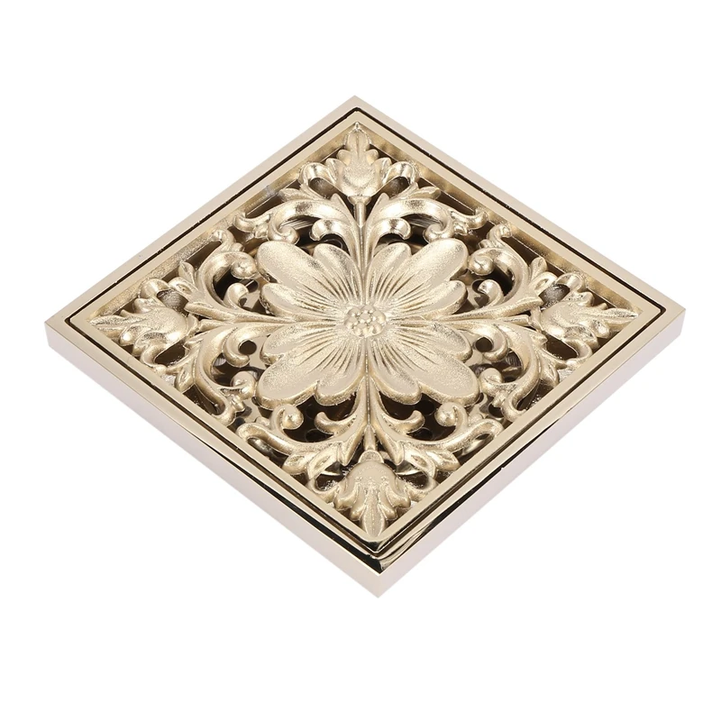 

Gold Square Floor Drain Shower Ground Drainer With Strainer Filter Drainage Clean For Bathroom Washroom