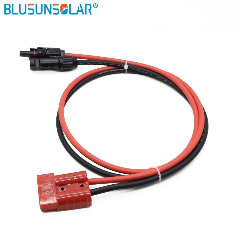 

50A 600V Double Hole Battery Connector With 6 Meter 4mm2 Cable Wire Red And Black For Solar Panel Solar