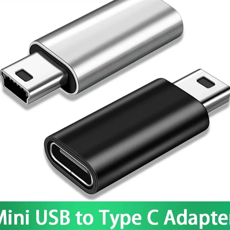 100pcs/lot Metal OTG Mini 5 Pin USB Adapter B Male to USB Type C Female Data Transfer Connector for GoPro MP3 Digital Camera GPS