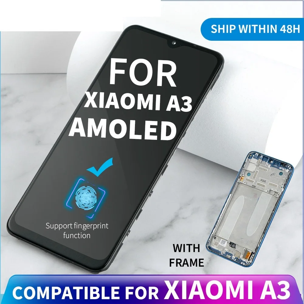

Top Super AMOLED LCD For Xiaomi MI A3 Display Touch Screen With Original Frame Digitizer Assembly For MI CC9e Display