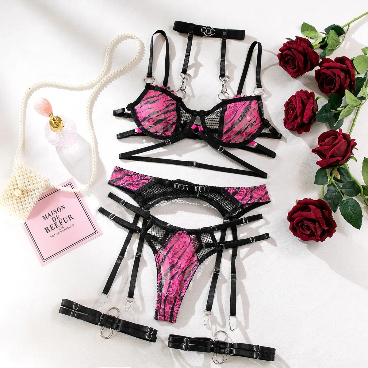 Sexy lingerie Zebra stripe tight binding strap sling sexy lingеrie set sexy. items outfits Short sets Sex shop xxx