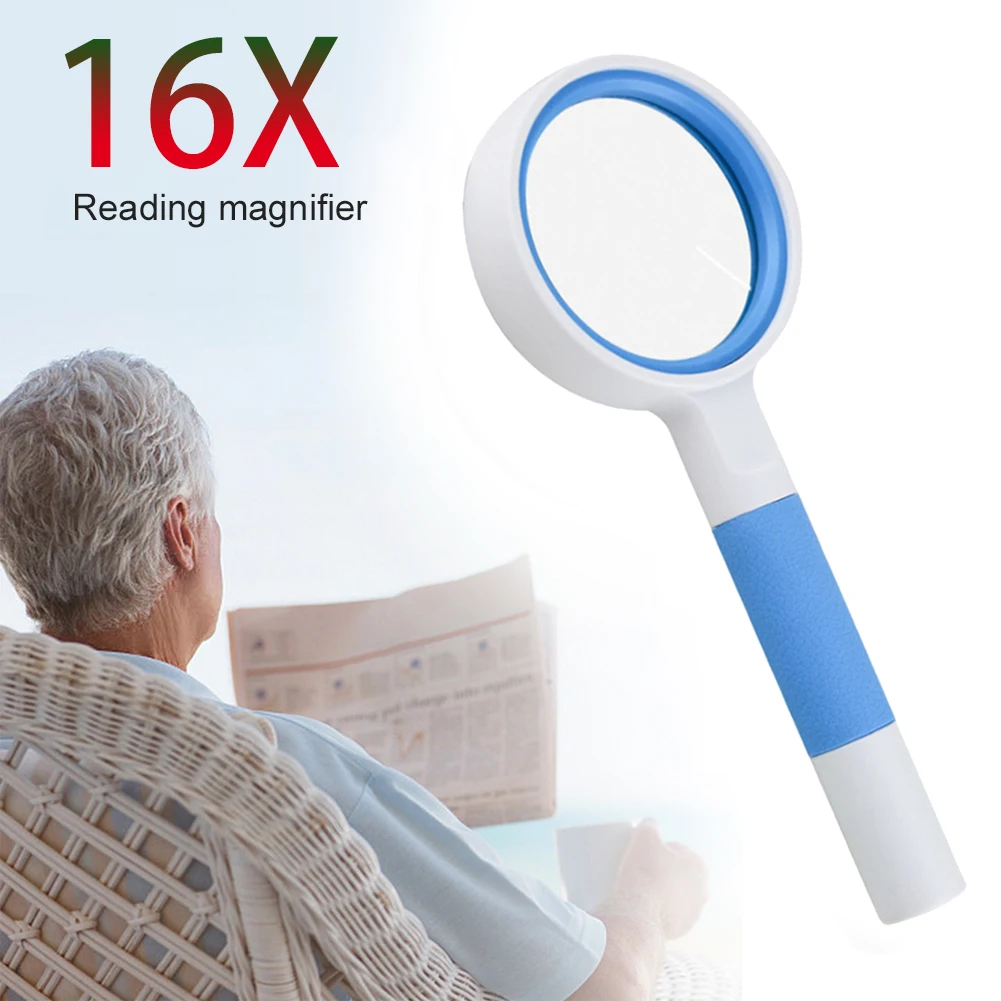 

16X Illuminated Magnifier 37mm Handheld Microscope Antiskid Handle Magnifying Glass Aid Reading Jewelry Newspaper