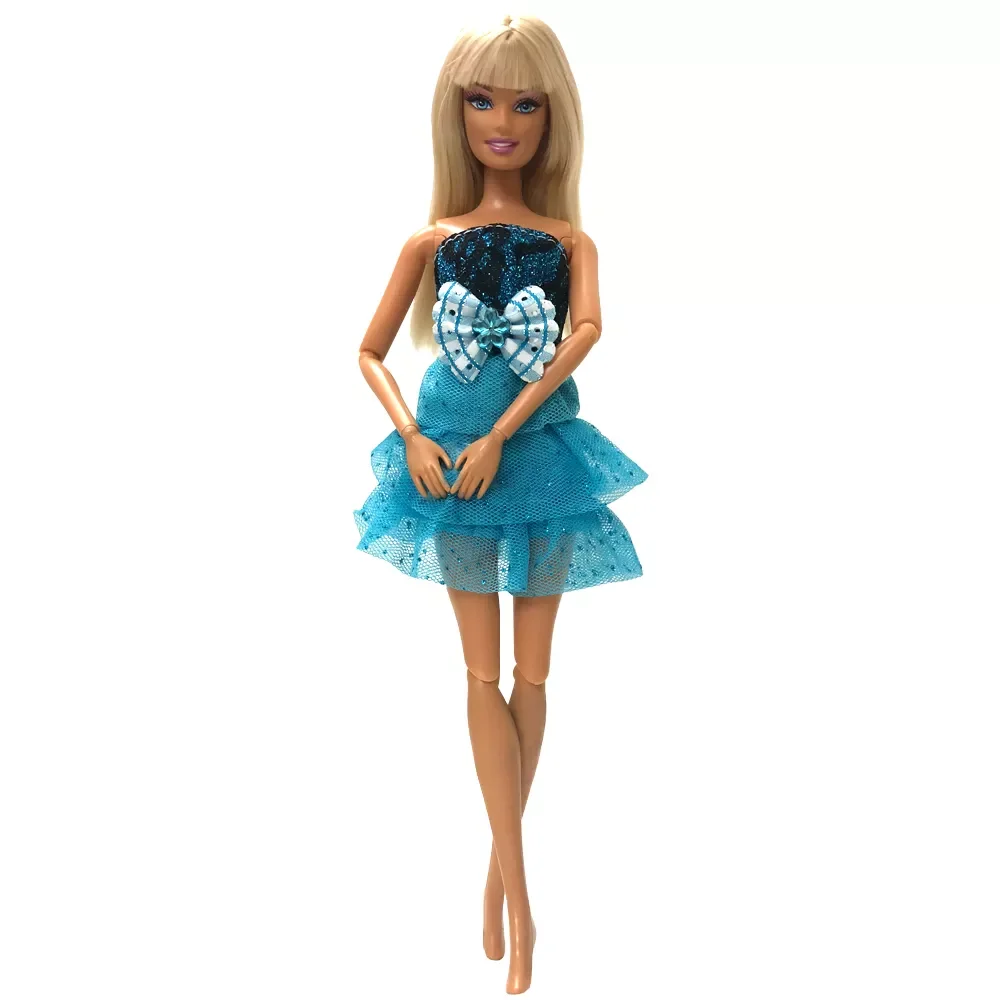 

One Set Doll Clothes Casual Blue Dress Fashion Skirt Party Gown For Barbie Doll Accessories For Girl's Best Gift 042A