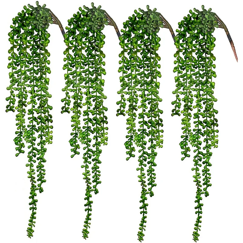 

Artificial Succulent Plastic 5 Fork Lover's Tear Hanging Vine Fake Plant Wall Living Room Balcony Wedding Garden Decorated