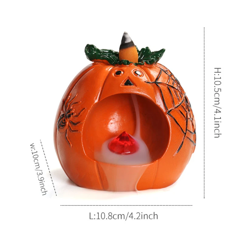 1 Шт. Светодиодная Смоляная Курильница В Виде Тыквы С Обратным Потоком Дыма