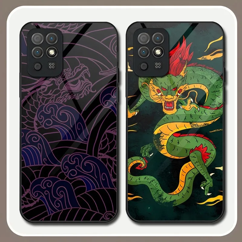 

Chinese Dragon Phone Case Tempered Glass For Huawei P40ProPlus P30 P40 P50 P20 P9 PSmartp Z Pro Plus 2019 2021 Cover