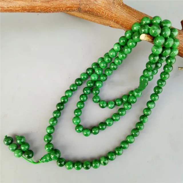 

Emerald Myanmar Jadeite Bracelet Men Women Fine Jewelry 100% Genuine Natural Green Jade 108 Bead Mala Buddhism Rosary Bracelets