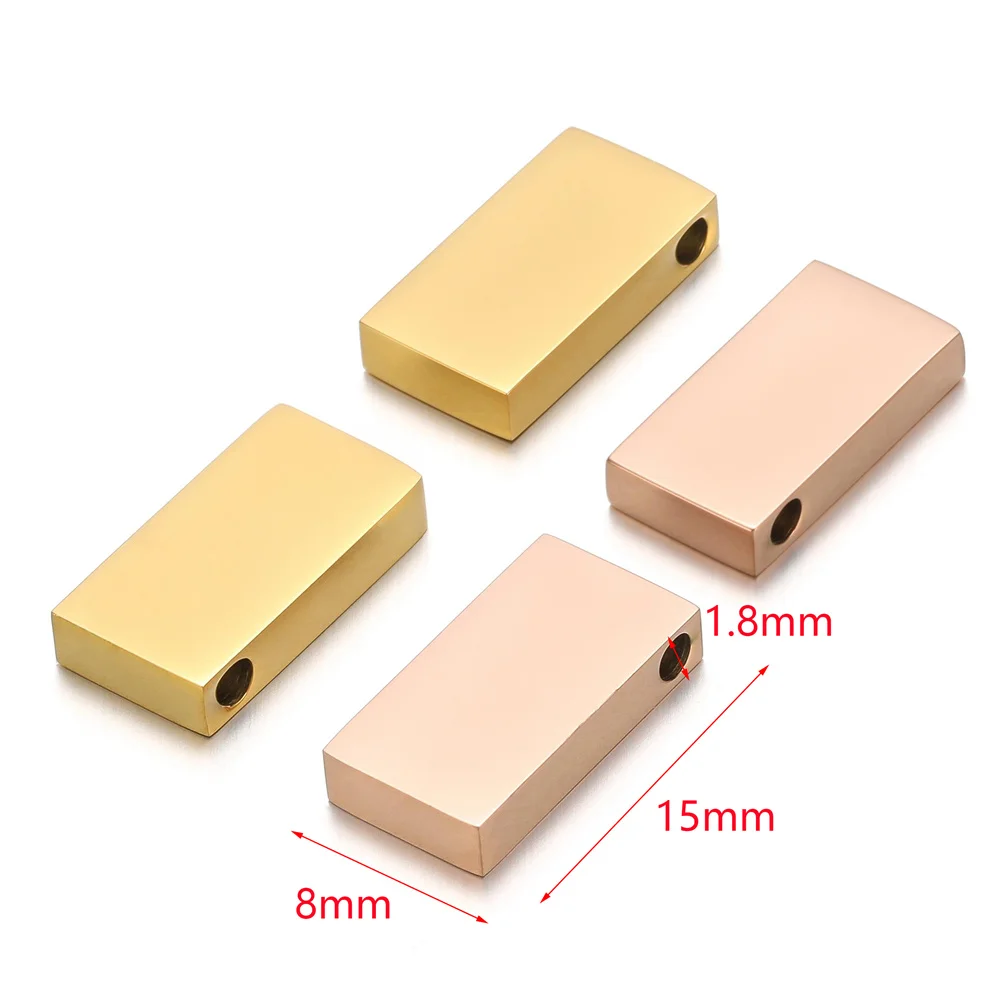 5Pcs/Lot Stainless Steel Square Rectangular Beads Bulk Spacer Beads for DIY Necklace Bracelet Jewelry Making Accessories 8x15mm