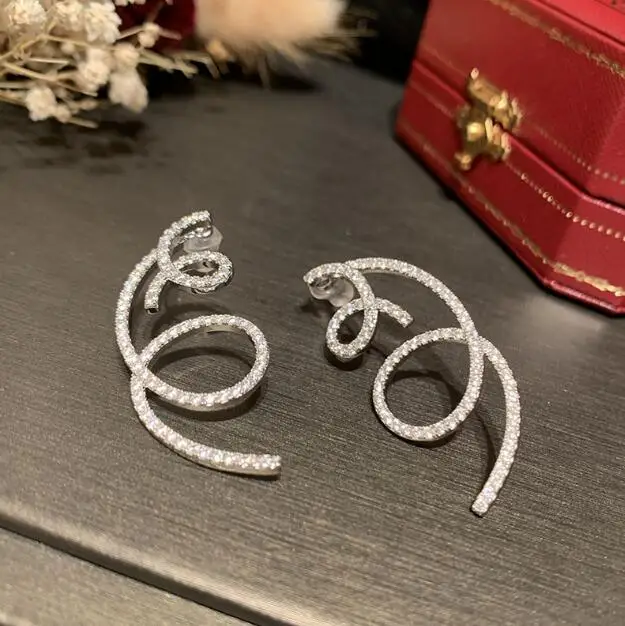 Серьги с волнистыми линиями милые женские двухсторонние элегантные серьги