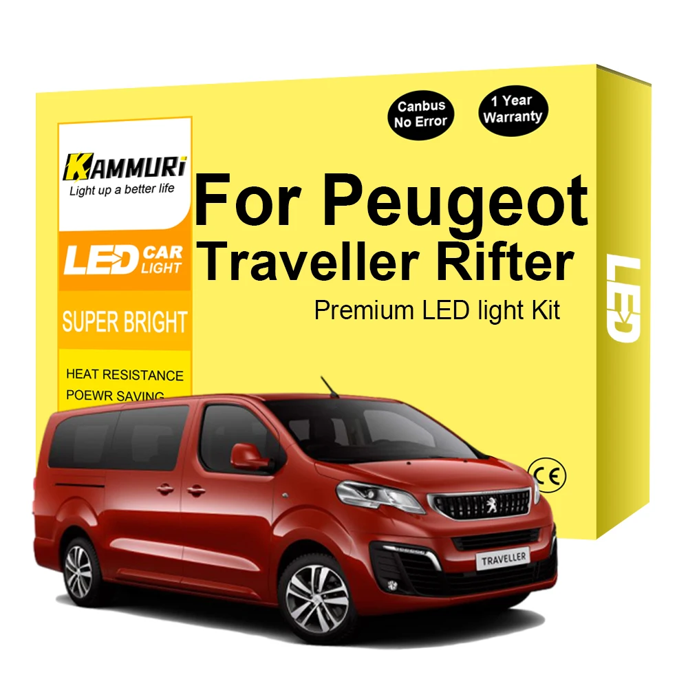 Luz LED Interior para coche, Kit de luz de lectura Canbus para Peugeot Traveler, Rifter, 2016, 2017, 2018, 2019, 2020, 2021