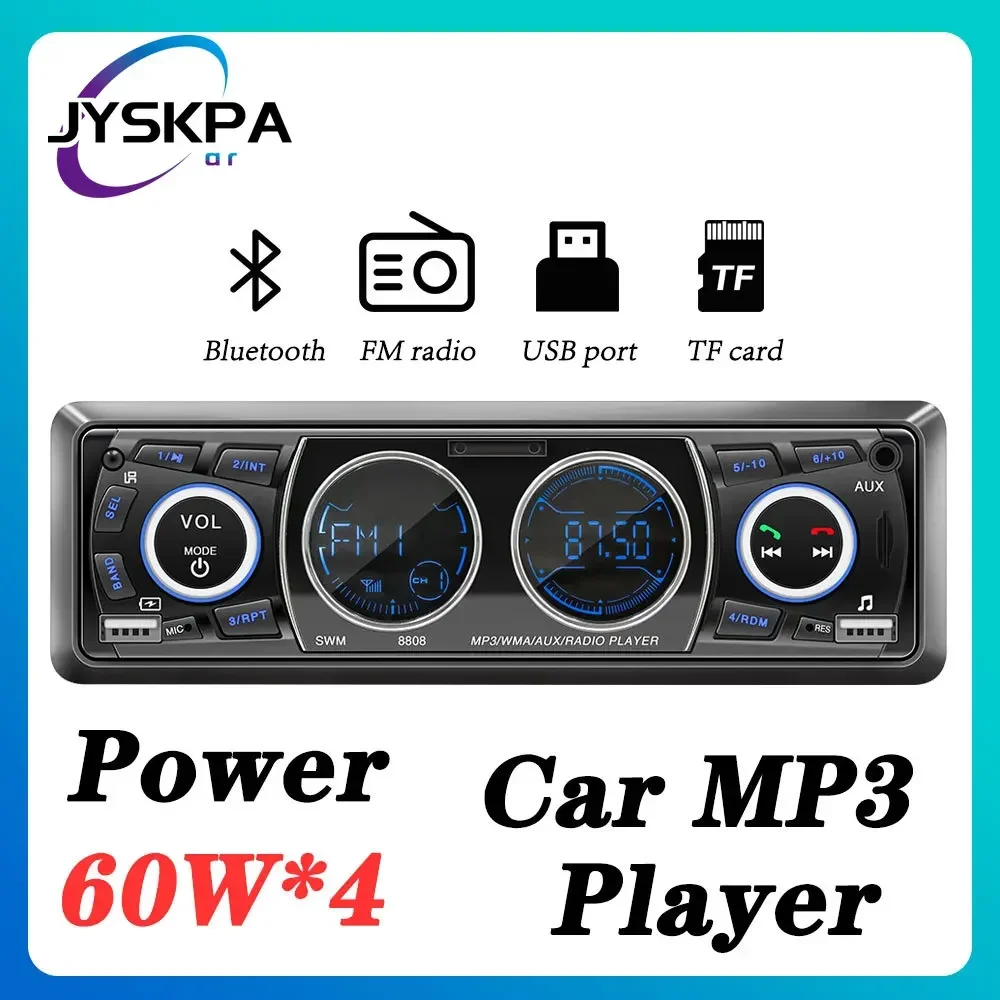 

1DIN Digital Stereo Radio Car Bluetooth Mp3 Player with USB TF Card 12V 60W X 4 Audio System Auto Electronics Accessories