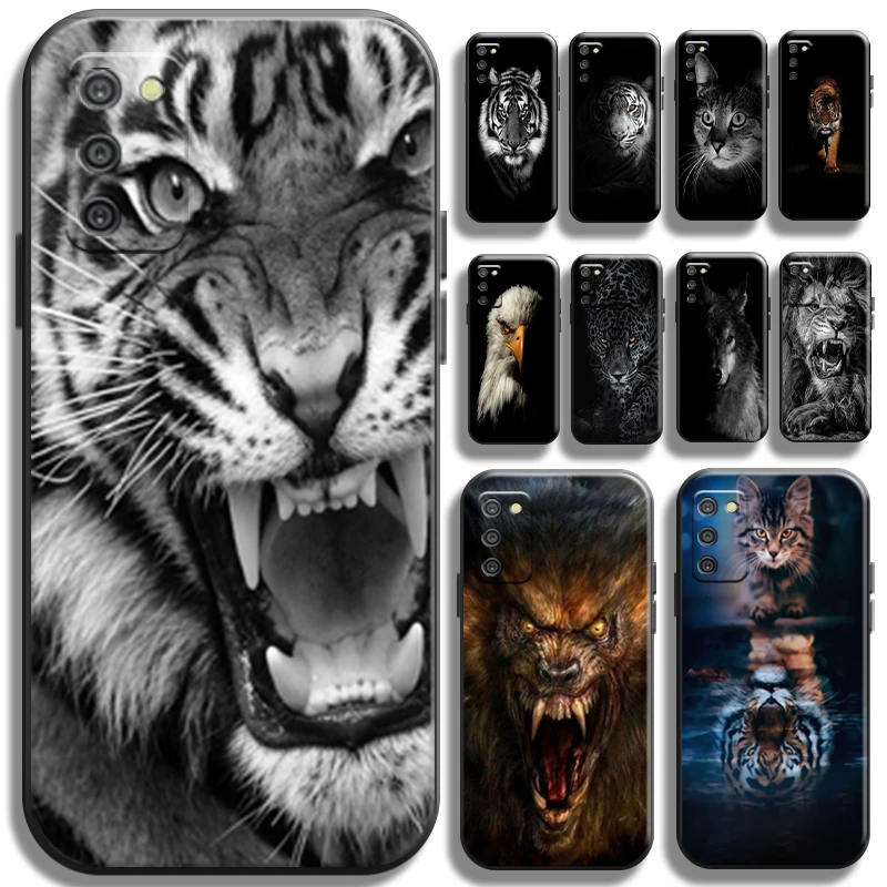 

Tiger Lion Cat Dog Eagle Wolf Leopard Phone Case For Samsung Galaxy A03 A03S Shockproof TPU Back Cases Cover Black Shell