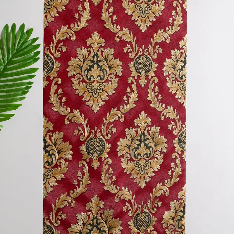 

3D European wallpaper living room background wall hotel restaurant project luxury PVC embossed waterproof wallpaper wallpap
