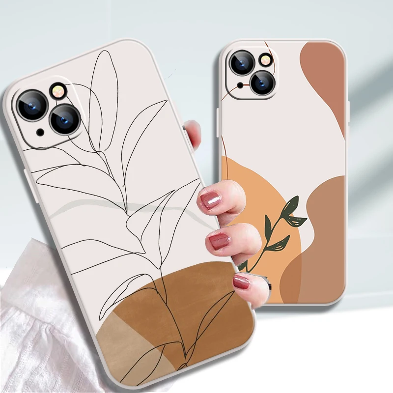 

Abstract Lines Of Flowers iPhone White Case For iPhone 13 11 12 Xr 8 7 2020 XR Plus 6s Xs X 12 SE ProMax 6 Mini Max Cover