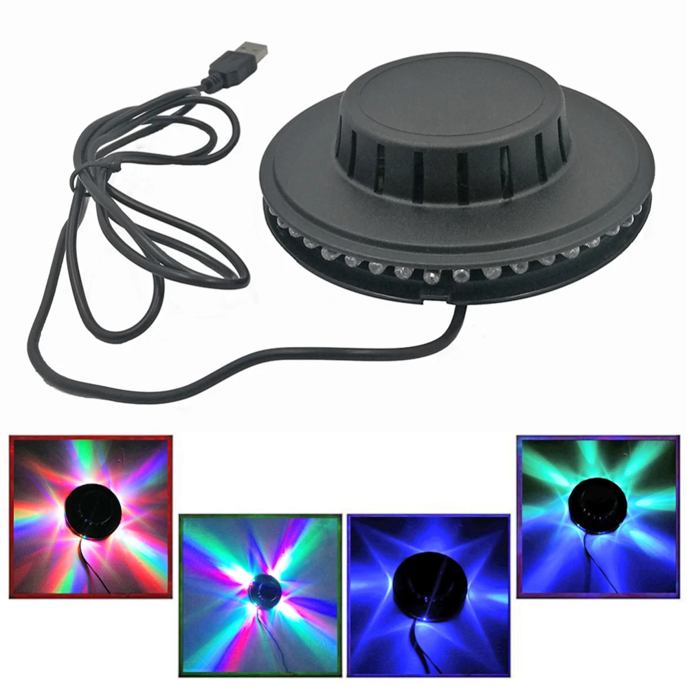 

5W USB Mini Disco Lamp RGB Sound Rotating Disco Light 48LED Party Stage Strobe Lamp Laser Color Beam KTV Music Lamps