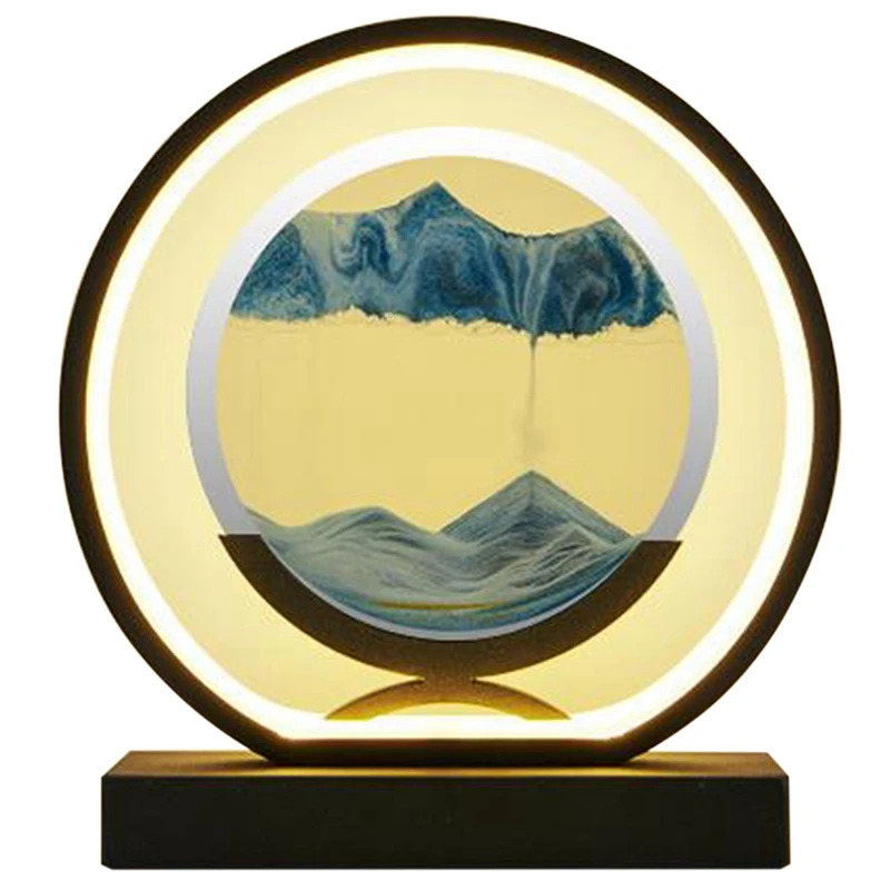 

Движущаяся песчаная художественная картина, 3D стеклянная глубоководная песчаная накидка с круглой рамкой, художественная песчаная накидк...