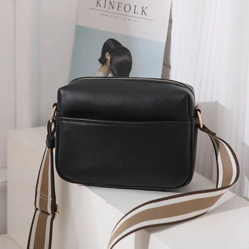 

Simple Casual Wide Strap Crossbody Bags For Women Solid Color PU Leather Samll Square Shoulder Bag Luxury Handbags And Purses