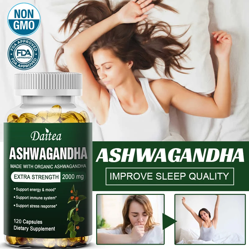 

Ashwagandha Organic Extract Capsules Promote Muscle Growth and Strength Relieve Stress Improve Immunity Vegetarian Supplement