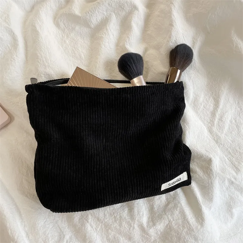 

Corduroy Women Cosmetic Bag Cotton Cloth Makeup Pouch Hand Travel Bag Lipstick Organizer Cases Fashion Zipper Clutch Phone Purse