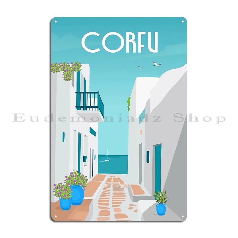 Фото Металлические знаки Corfu, стиль клуба, искусственная пещера, Винтажный дизайн, оловянный плакат №2