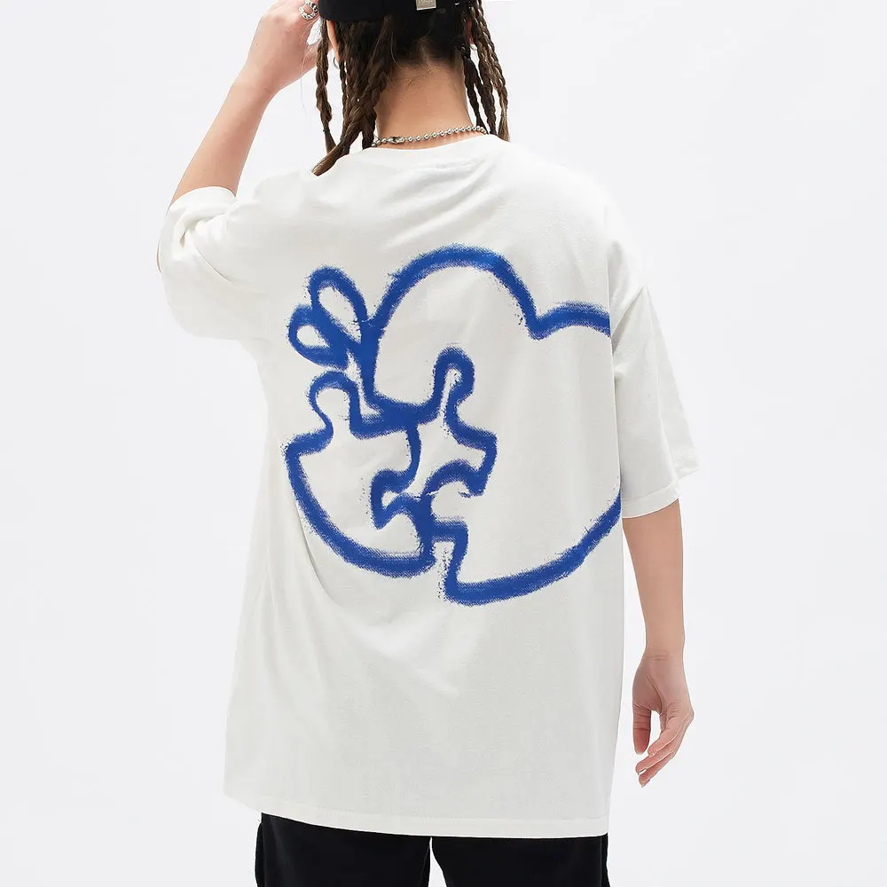 

Love Print Abstract Men Style Women Oversized T Shirt Hip Hop Loose Short Sleeved Tee Fashion Round Neck Summer Tops Streetwear
