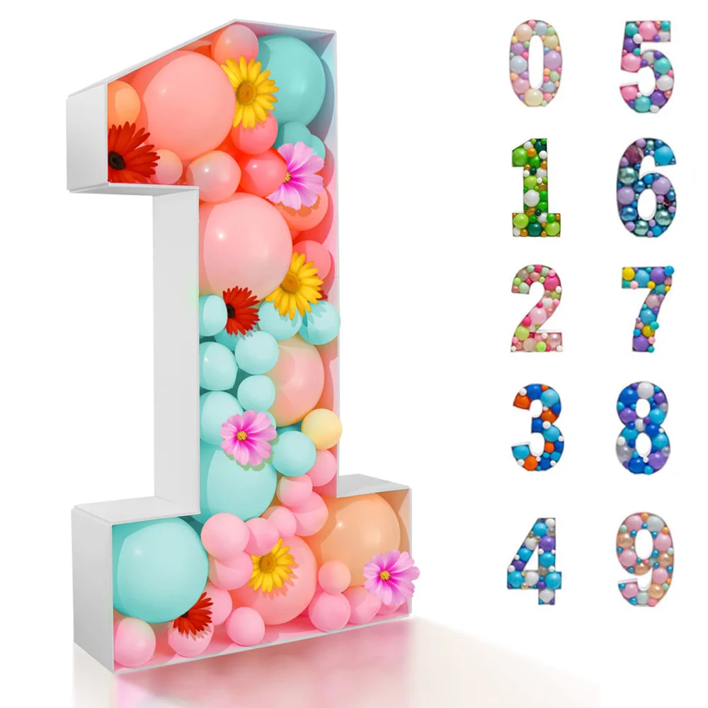 

Mosaic Balloon Frame Marquee Light Up Numbers Large Foam Board Sign Cut-out for Children Birthday Backdrop Anniversary Decoratio