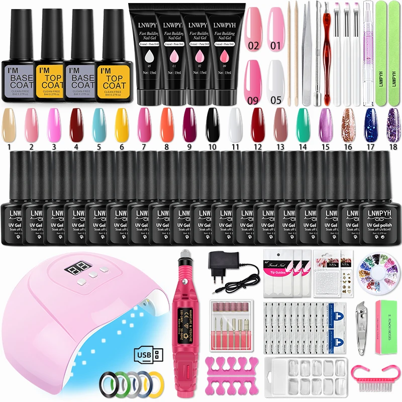 Professional Acrylic Nail Set Gel Kit With 36W UV Lamp And Drill For All Drying Polish Manicure |