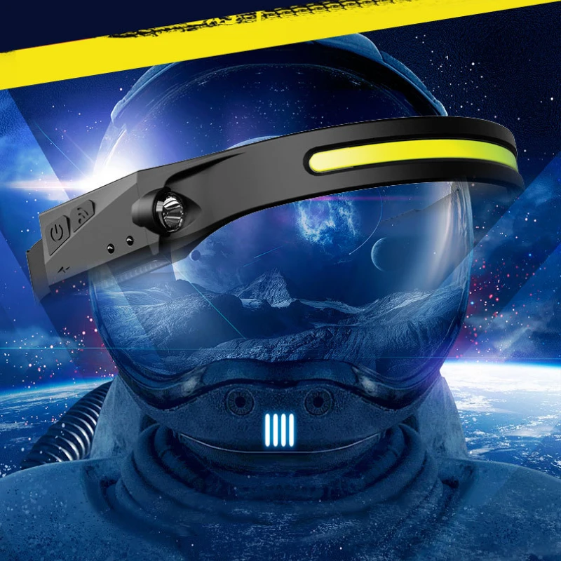 New Induction Headlamps COB LED HeadLamp With Built In Battery Flashlight USB Rechargeable Torch Outdoor Lighting Work Light