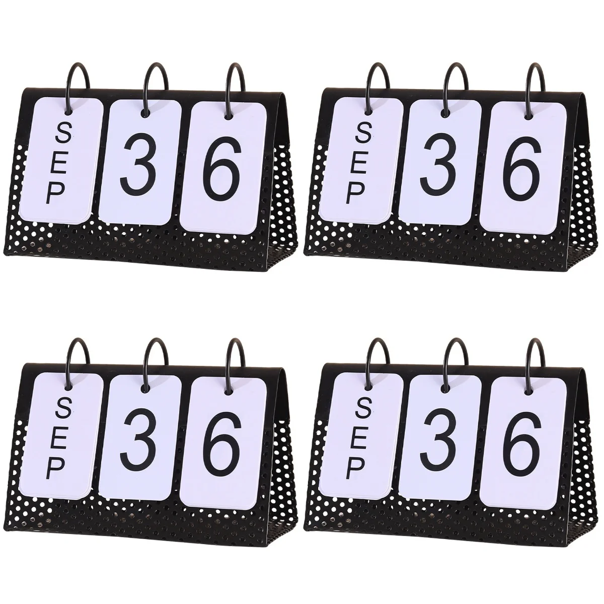 

4pcs Desktop Calendar Metal Calendar Kitchen Desk Office Home Tabletop Ornament