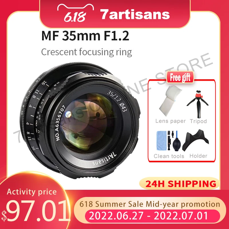 

7artisans 35mm F1.2 Prime Lens for Sony E/Nikon Z /for Fuji XF APS-C Camera Manual Mirrorless Fixed Focus Lens A6500 A6300 X-A1