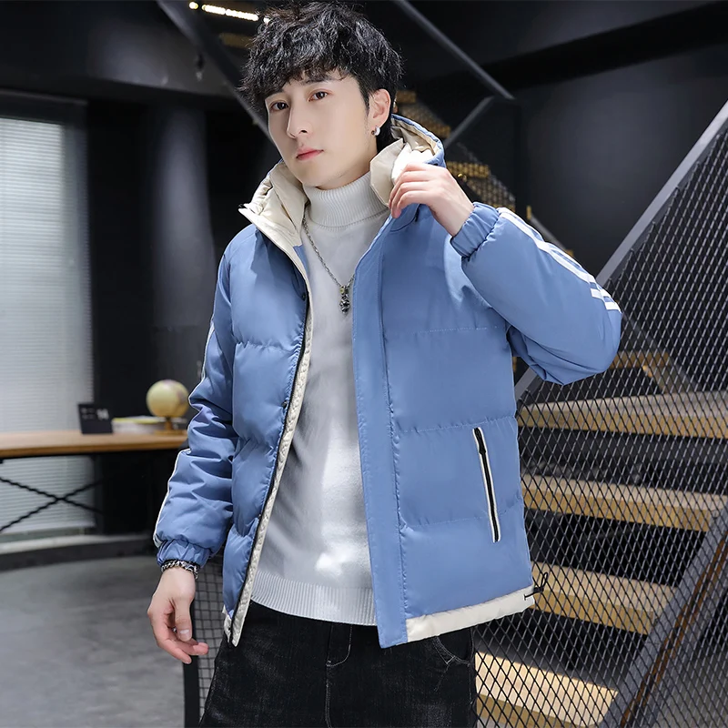 Winter Down Jacket Men Parkas Warm Solid Color Hooded Down Coat Windproof Padded Thick Duck Parka Snow Overcoat Outdoor Coat