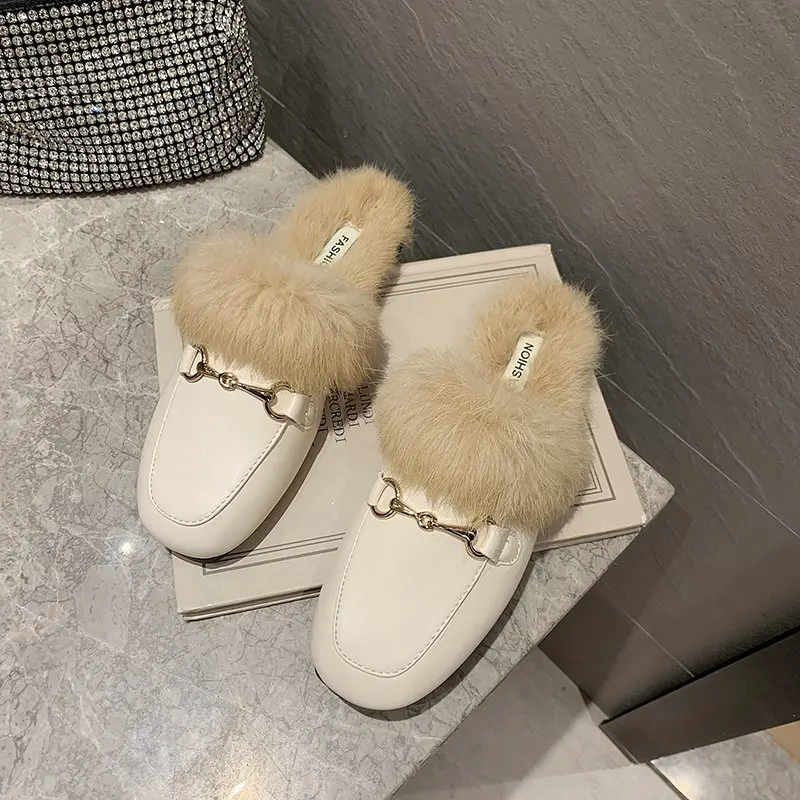 

2022 JIANBUDAN Plush Warm Home Flat Slippers Lightweight Soft Comfortable Winter Slippers Furry Slides House Slippers