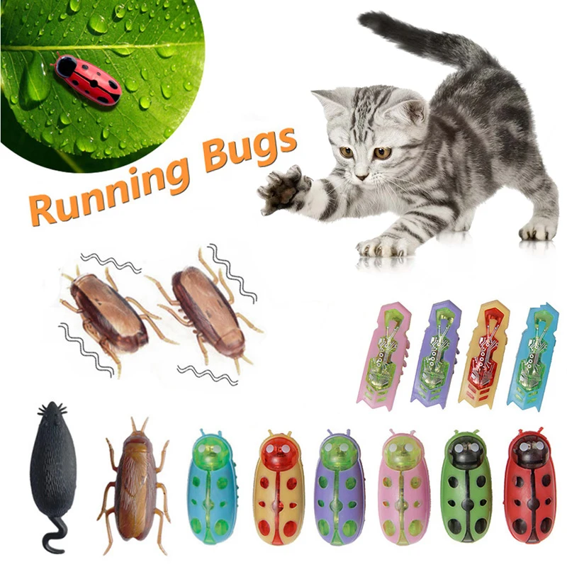 

Electric Funny Insect Cat Toy Automatic Escape Mini Robot Bug Vibration Insect Toys for Cats Battery Operated Cockroach Ladybug