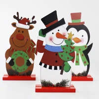 luanqi christmas painted pattern wooden vertical ornament santa snowman elk christmas desktop decorations for home navidad gift