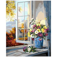 tapb diy painting by numbers flowers by the window coloring by numbers adults for handpainted on canvas home wall art decor