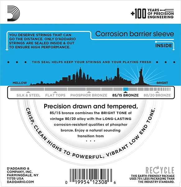 AMERICAN BRONZE 85/15 Струны для акустической гитары Light 11-52 D`Addario EZ910 |