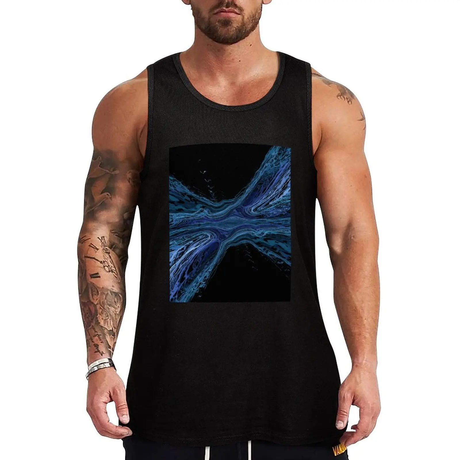 Blue Geode Abstract Lapis Tank Top Мужская летняя футболка Рубашка для бодибилдинга