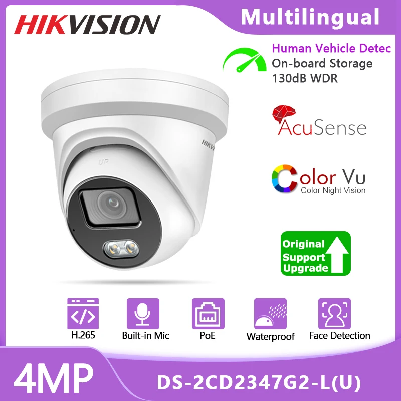 

HikVision 4MP AcuSense ColorVu IP Surveillance Camera DS-2CD2347G2-LU PoE H.265+ Built-in Microphone Outdoor Security Protection