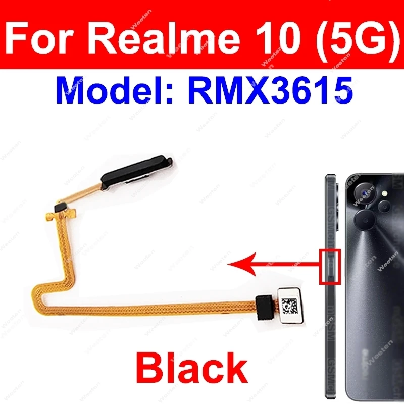 Фото Шлейф кнопки питания и сканера отпечатков для Realme 10 10S 10T 10 Pro 5G, боковой сенсор, запчасти для ремонта №2