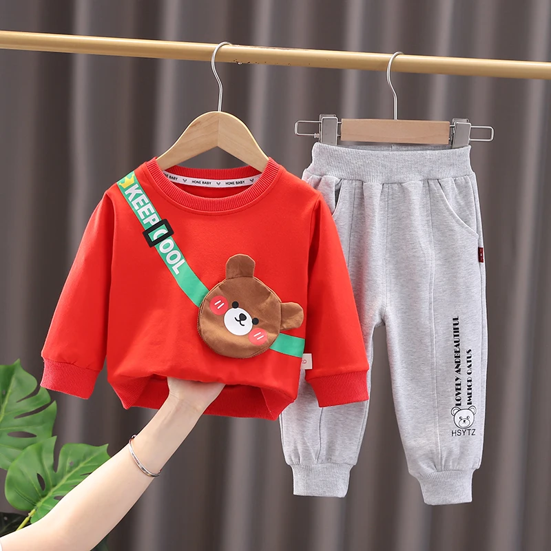 

Autumn Kids Clothing Sets For Baby Boys Girls Clothes Outfits Children Sportswear Infant Cartoon Bear T Shirt Pant 2 Pcs Suit