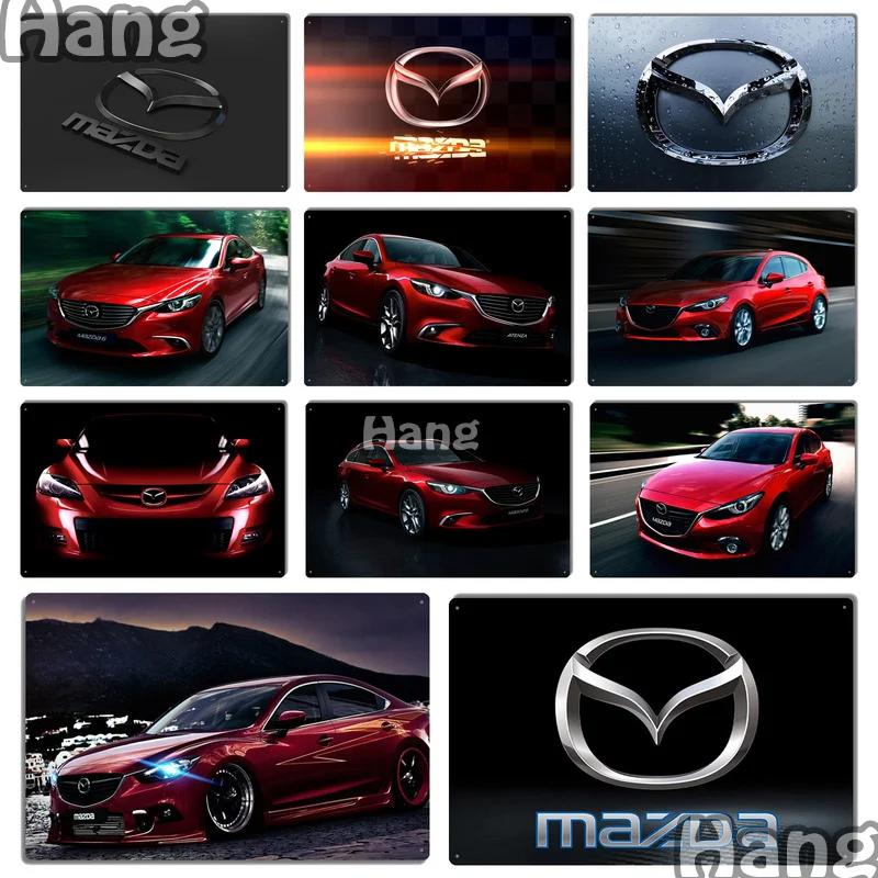 Металлический жестяной знак Mazda автомобильный логотип настенные наклейки для