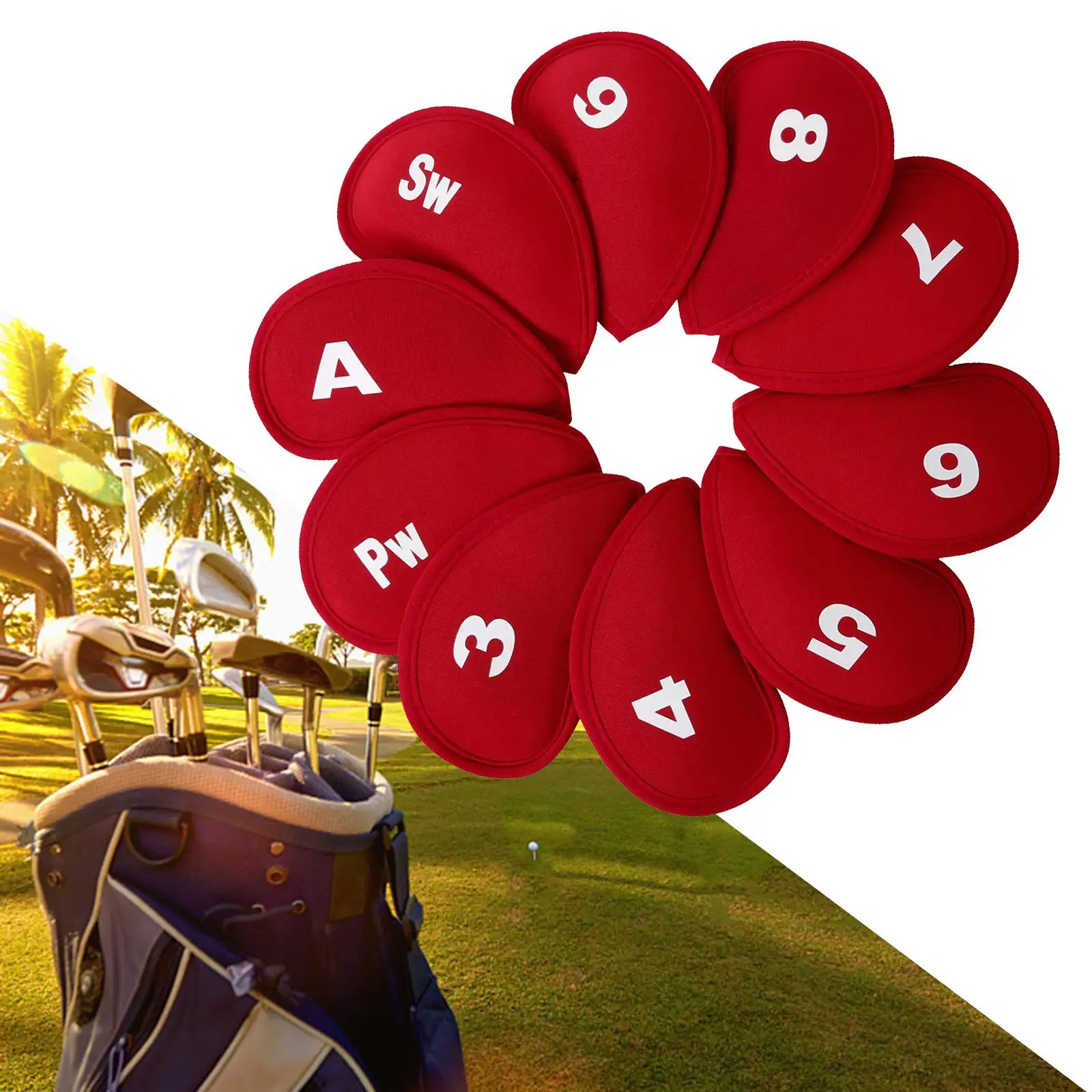 

10 Pieces Golf Club Head Cover Exquisite Stitches Accessory Machine Washable