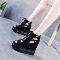 12cm woman height increasing sandals 2022 summer women concise platform shoes woman fashion thick bottom wedges sandals