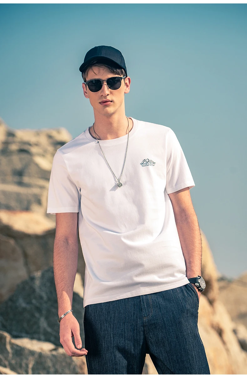 

6942 2022 Heavy cotton summer print simple round neck men's short-sleeved T-shirt