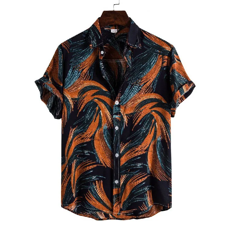

Men's Short Shirt Cardigan Flower Sleeve Men's Hawaiian Shirt Social dress shirt Pullovers Turn Down Collar Vintage Elegant