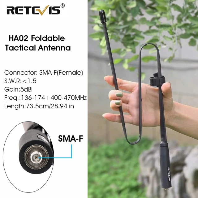 Retevis ha02 foldable tactical antenna sma-f walkie-talkie antenna for baofeng uv5r uv82 bf888s hd1 walkie talkie for prepper