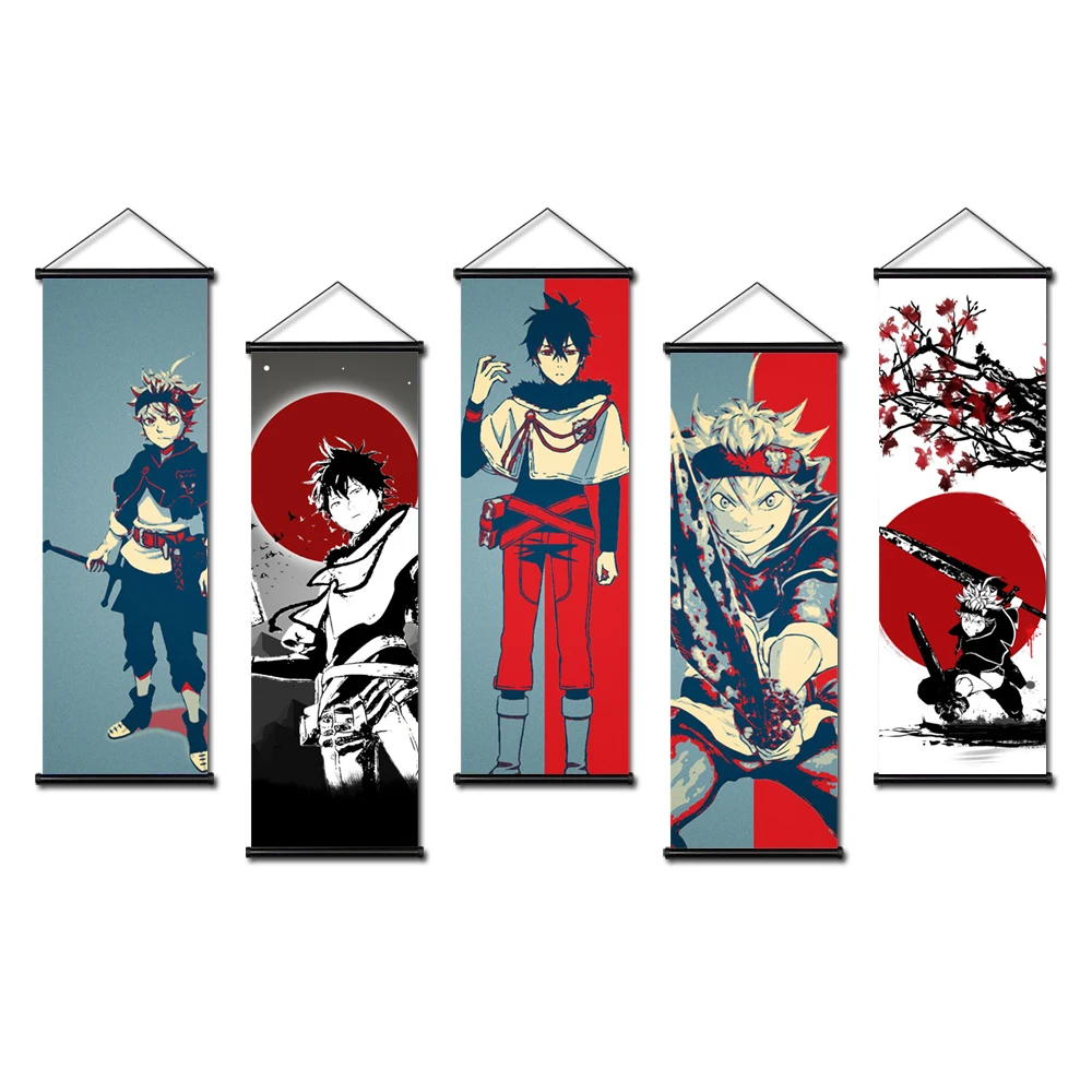 

Аниме плакат с черным клевером Yuno Grinbellor, холст, Шелл, шелва, подвесная Аста, картина, печать, настенное искусство, картина, украшение для дома