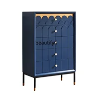 zq Solid Wood Chest of Drawers Bedroom High-Grade Locker Nordic Living Room Sofa Curio Cabinet Black Chest of Drawers
