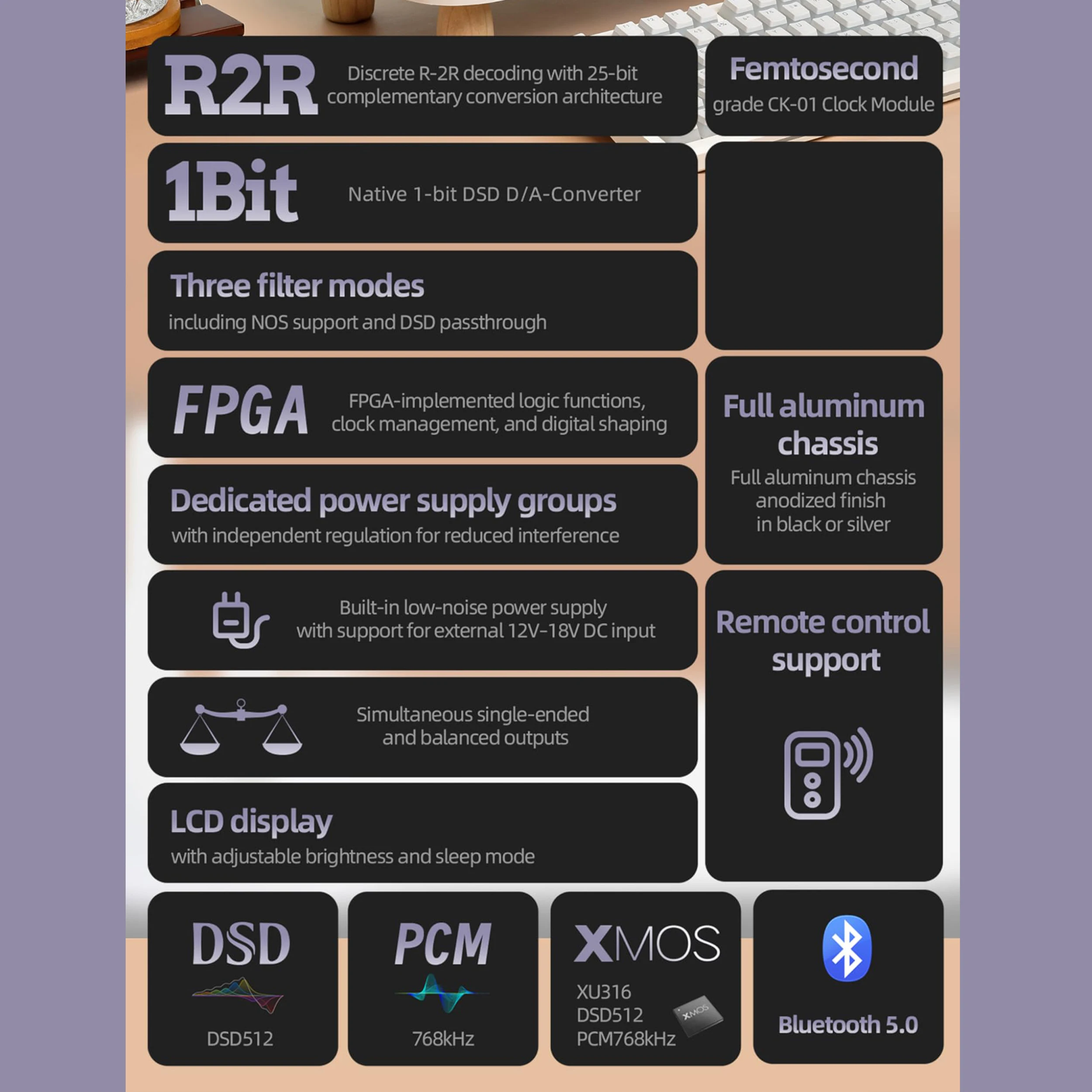 Фото Gustard AUDALYTIC DR70 Basic Edition R2R Streaming DAC, домашнее аудио с поддержкой DSD512 и PCM768kHz №5