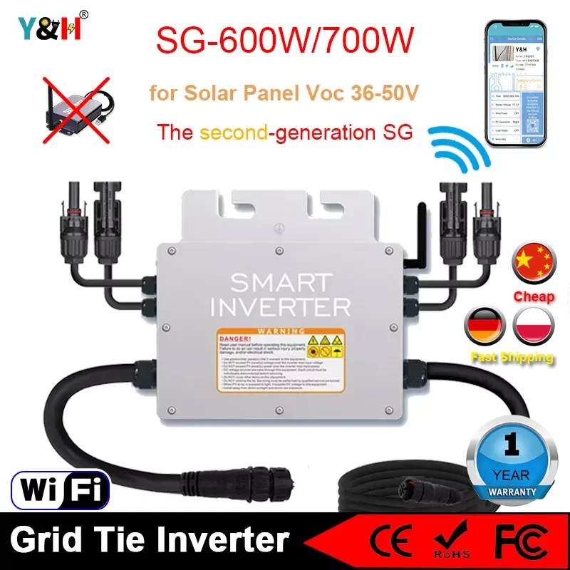600W 700W Grid Tie Micro Inverter Waterproof MPPT with WIFI Communication Stackable DC30-60V Solar Input for 30V 36V PV Panel - купить по